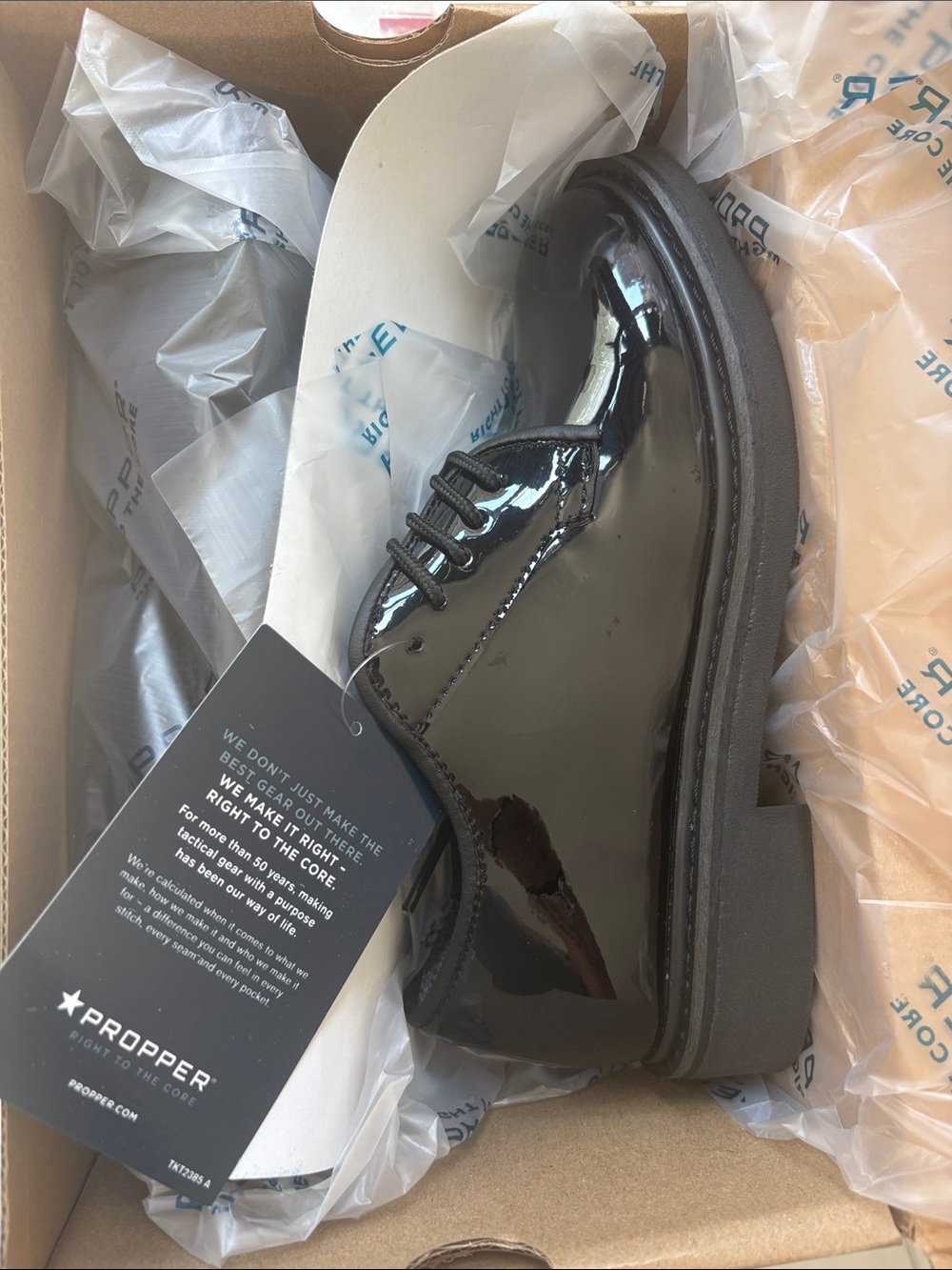 Propper boys Black Patent Oxford Dress Shoe